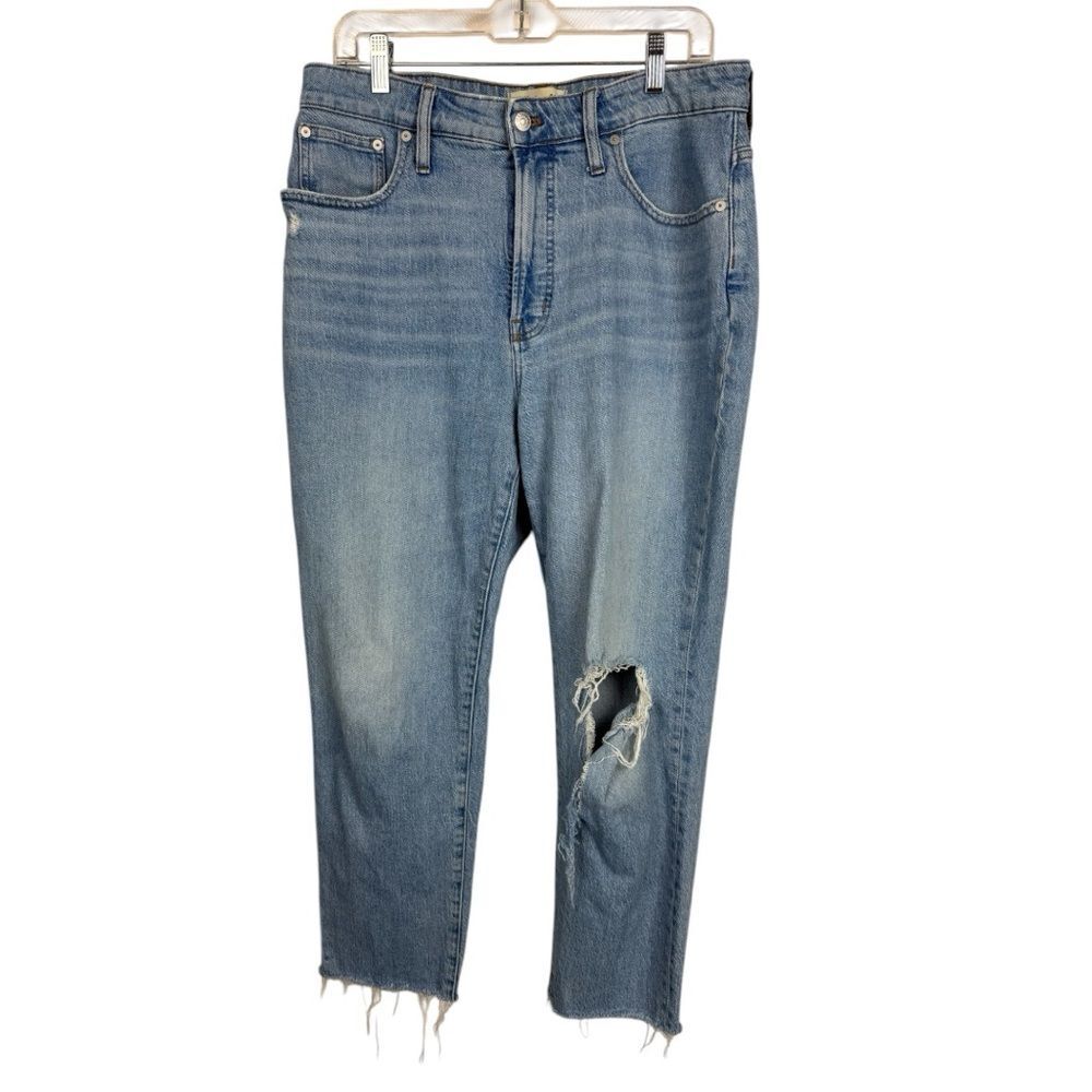 Madewell Perfect Curvy Vintage Ripped Knee Raw Hem Jeans 31